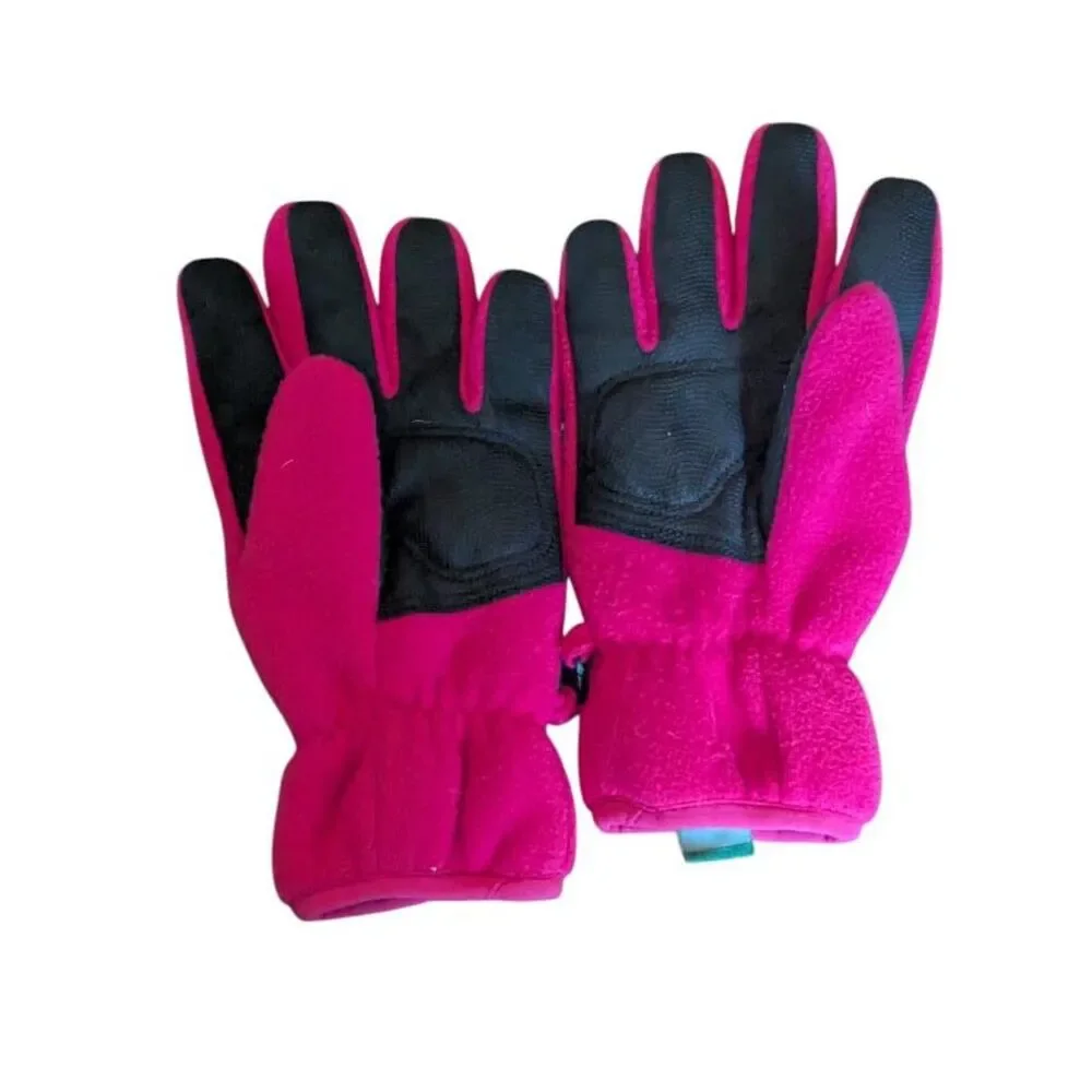 L.L. BEAN Kids Large Pink Mountain Classic Fleece Gloves Grippy Palm Warm